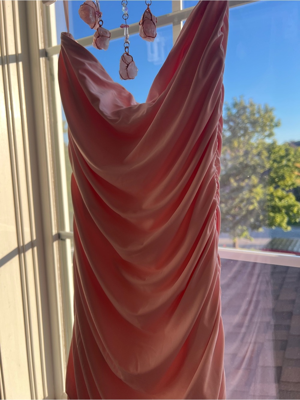 Lucky Brand Pink Ruffle Cascading Hem Strapless Midi Dress - S